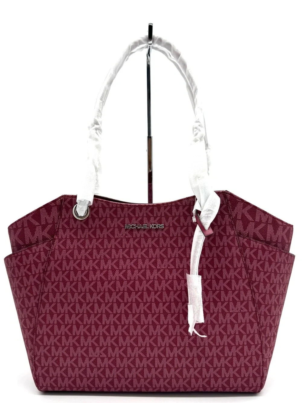 Michael Kors Jet Set Large Signature Logo Shoulder Bag - Maroon